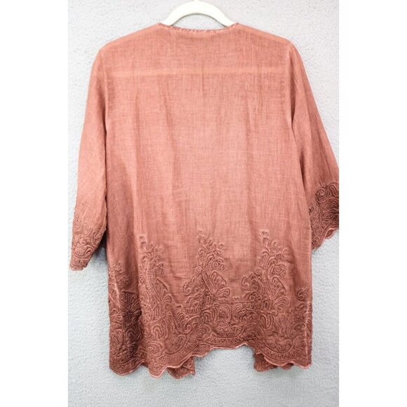 Soft Surroundings Caribe Brown Open Front Overlay-Medium/Petite-Embroidered-Boho - Picture 9 of 11